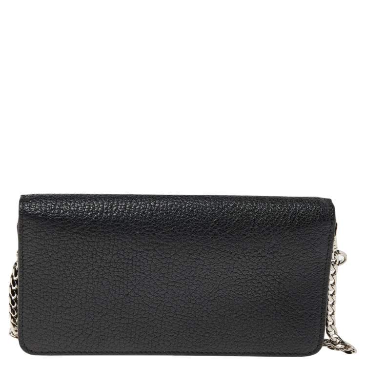 Pre Owned Miu Miu Black Leather Wristlet Wallet on Chain
