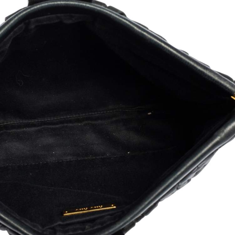 Pre Owned Miu Miu Black Matelasse Leather Clutch