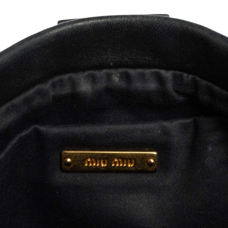 Pre Owned Miu Miu Black Matelasse Leather Clutch