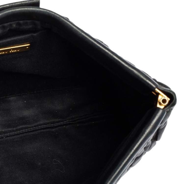 Pre Owned Miu Miu Black Matelasse Leather Clutch