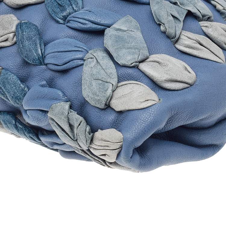 Pre Owned Miu Miu Blue/Grey Leather Wristlet Clutch