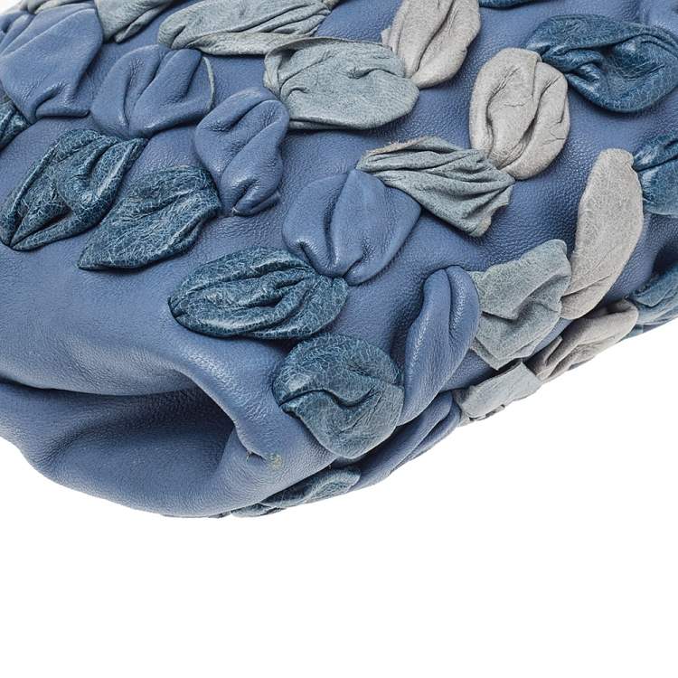 Pre Owned Miu Miu Blue/Grey Leather Wristlet Clutch