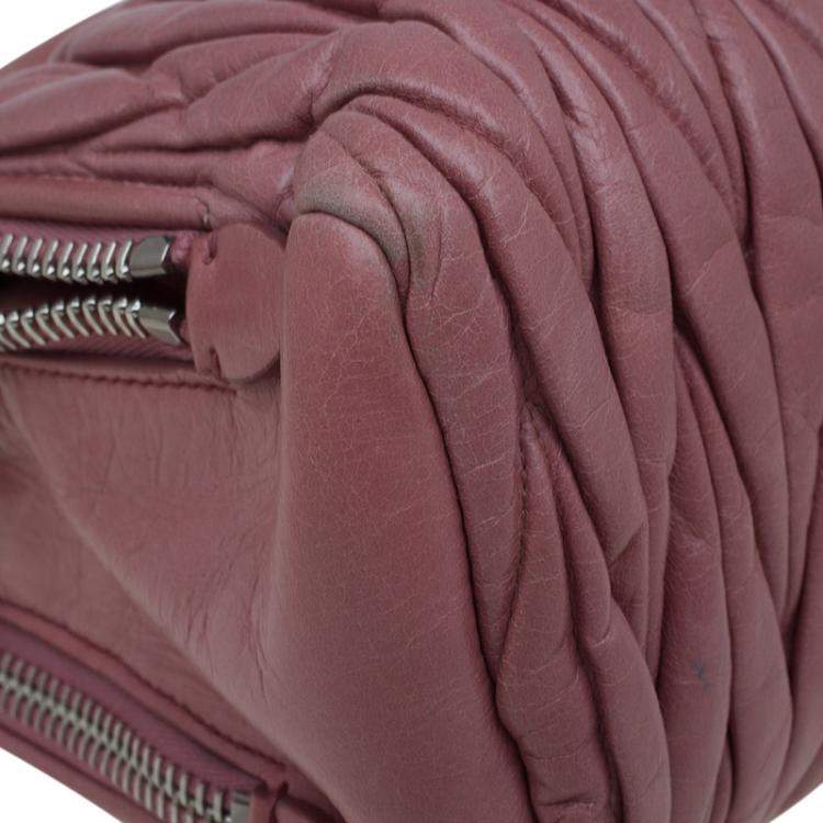 Pre Owned Miu Miu Pink Matelasse Leather Top Handle Bag
