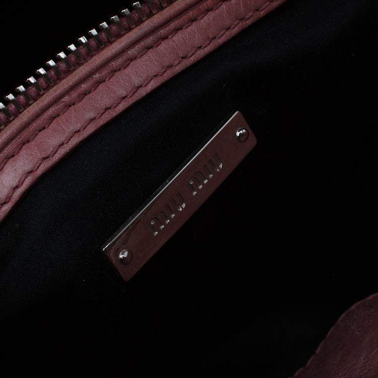 Pre Owned Miu Miu Pink Matelasse Leather Top Handle Bag