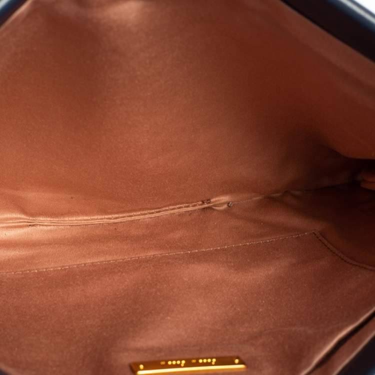 Pre Owned Miu Miu Blue Matelassé Leather Clutch