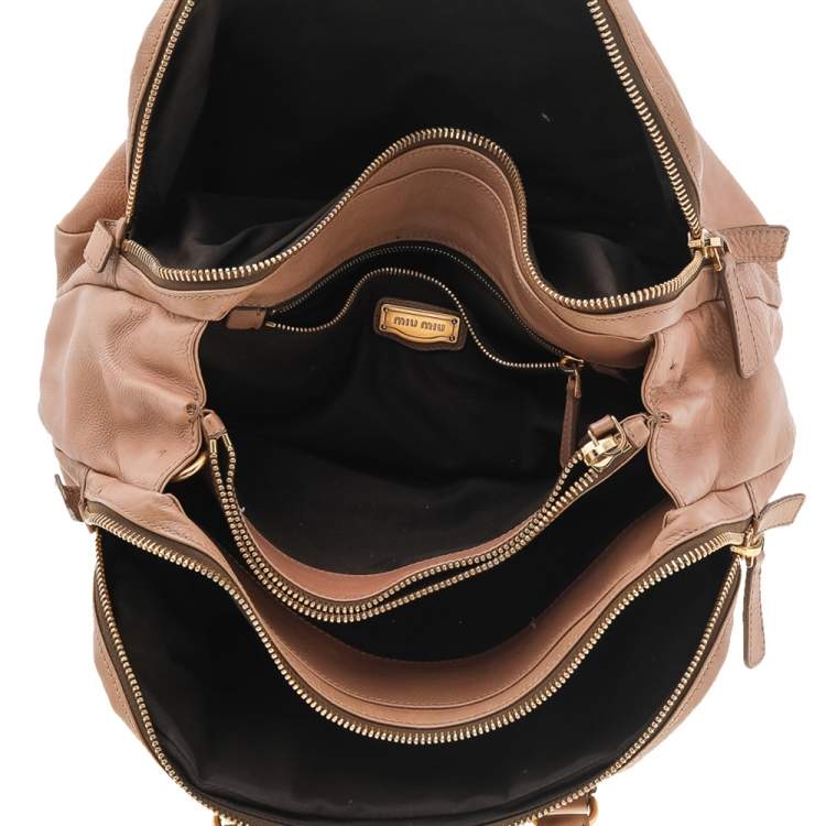 Pre Owned Miu Miu Beige Leather Satchel