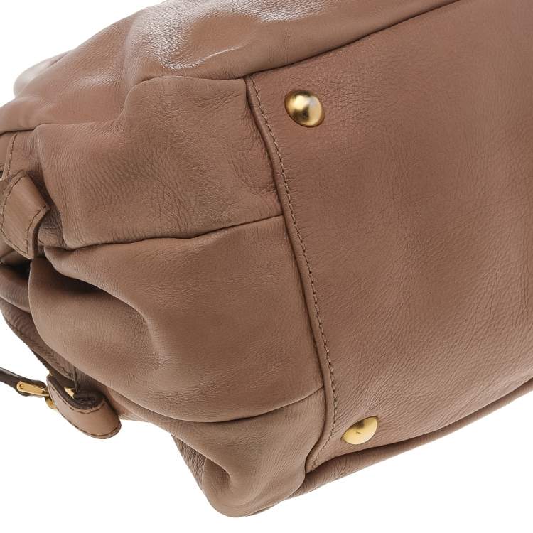 Pre Owned Miu Miu Beige Leather Satchel