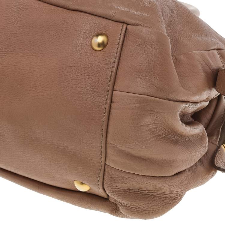 Pre Owned Miu Miu Beige Leather Satchel