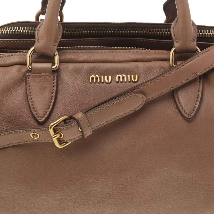 Pre Owned Miu Miu Beige Leather Satchel