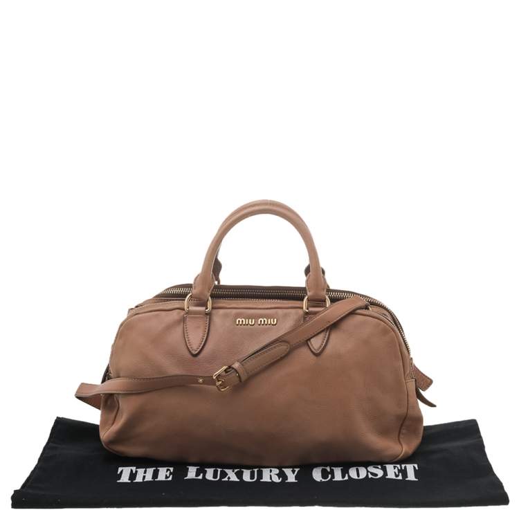 Pre Owned Miu Miu Beige Leather Satchel