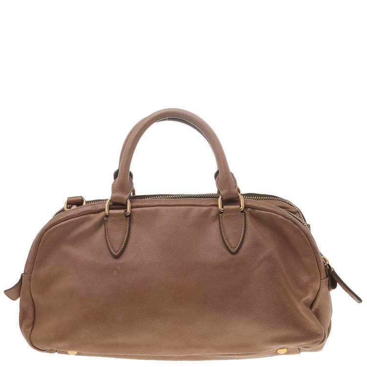 Pre Owned Miu Miu Beige Leather Satchel