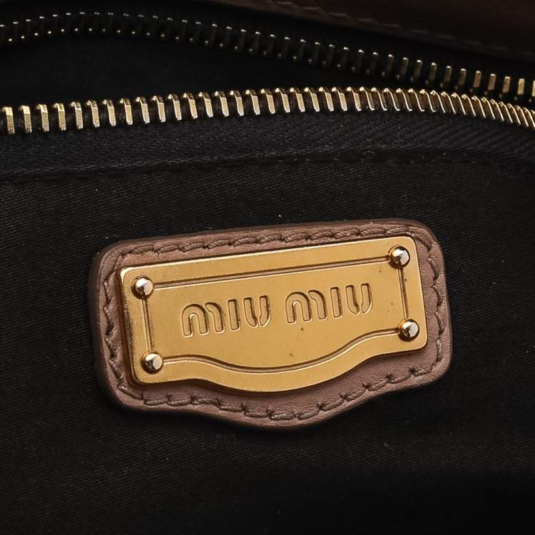 Pre Owned Miu Miu Beige Leather Satchel