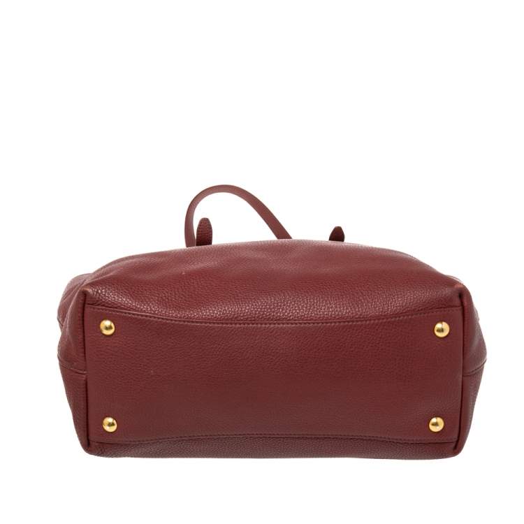 Pre Owned Miu Miu Red Grained Leather Shopper Tote