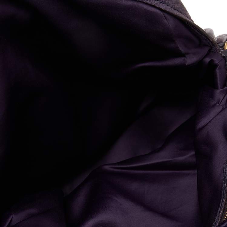 Pre Owned Miu Miu Purple Distressed Leather Charm Satchel