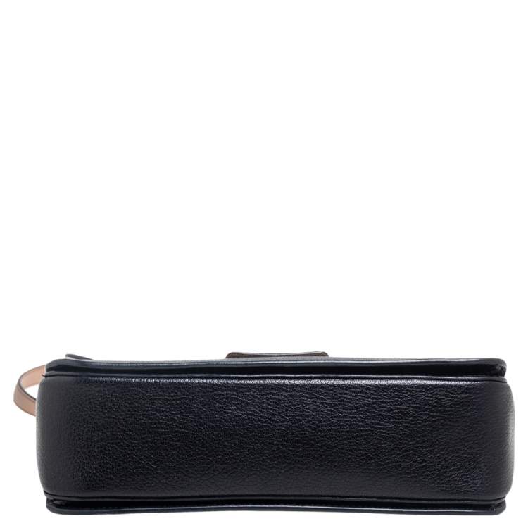 Pre Owned Miu Miu Black/Beige Madras Leather Push Lock Flap Top Handle Bag