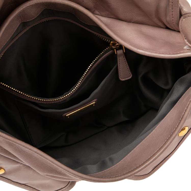 Pre Owned Miu Miu Old Rose Matelassé Leather Coffer Hobo