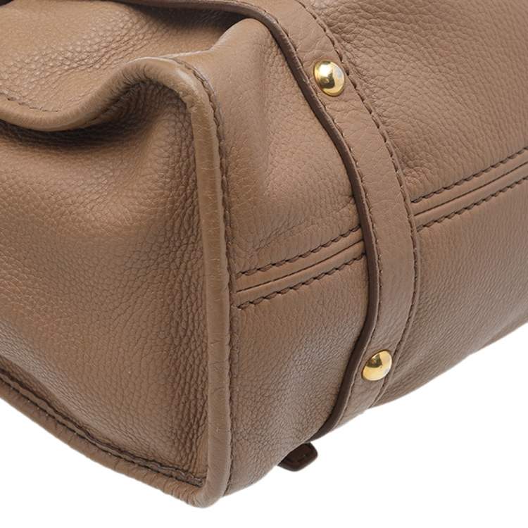 Pre Owned Miu Miu Light Brown Leather Drawstring Shoulder Bag