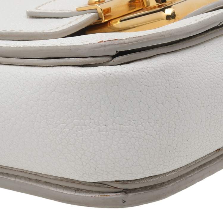 Pre Owned Miu Miu White Leather Madras Shoulder Bag