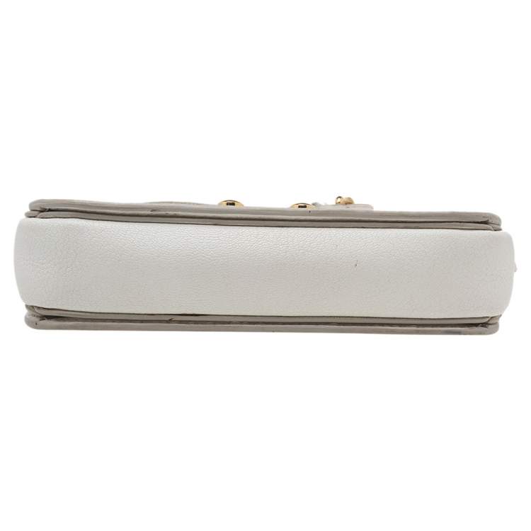 Pre Owned Miu Miu White Leather Madras Shoulder Bag