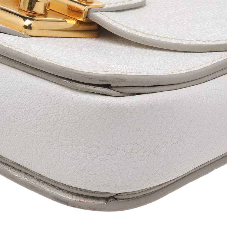Pre Owned Miu Miu White Leather Madras Shoulder Bag