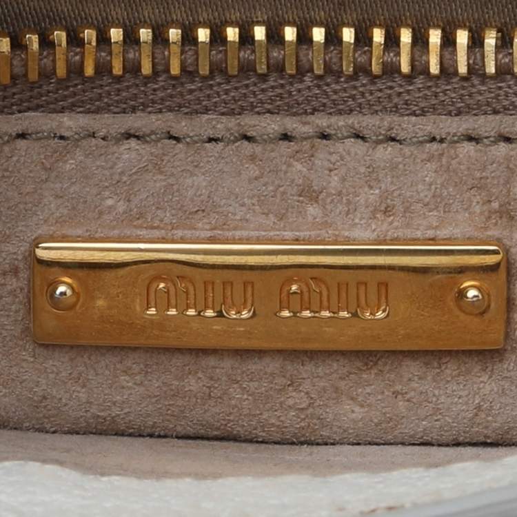 Pre Owned Miu Miu White Leather Madras Shoulder Bag
