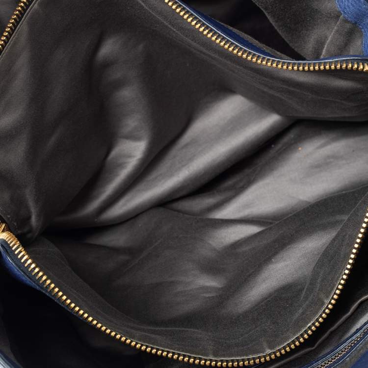 Pre Owned Miu Miu Blue Leather Middle Zip Tote