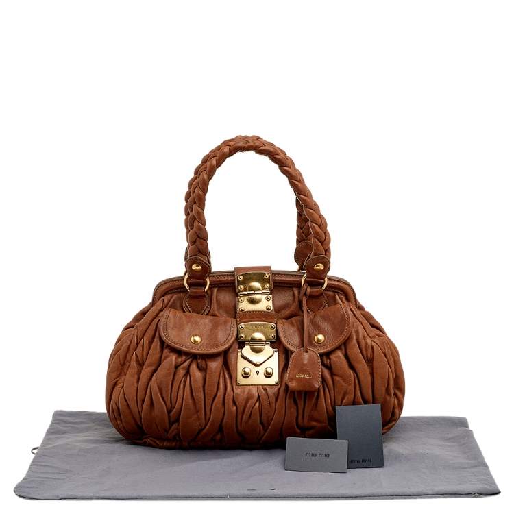 Pre Owned Miu Miu Brown Matelassé Leather Tote