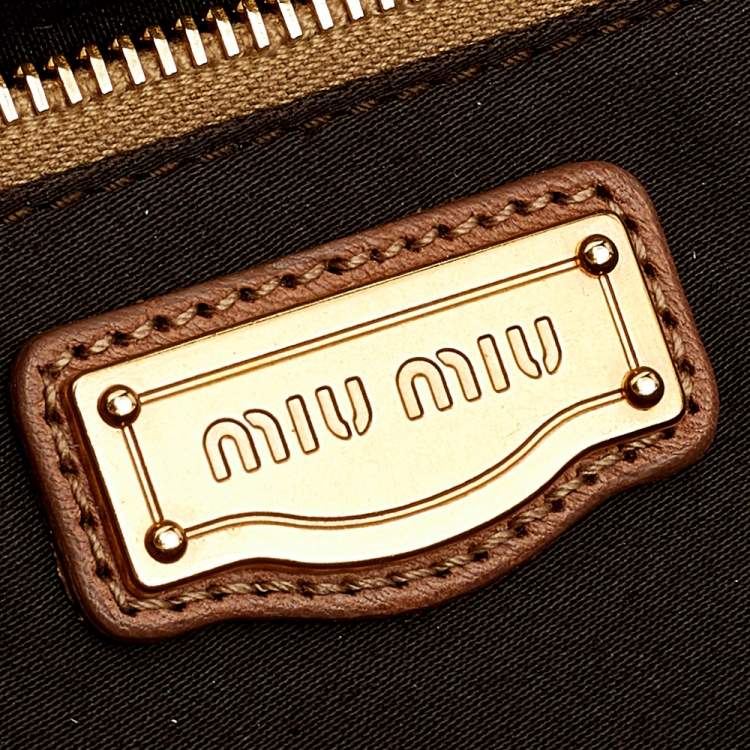 Pre Owned Miu Miu Brown Matelassé Leather Tote