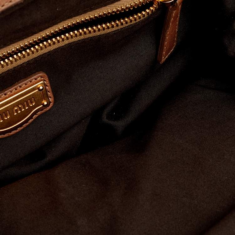 Pre Owned Miu Miu Brown Matelassé Leather Tote
