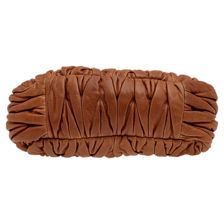 Pre Owned Miu Miu Brown Matelassé Leather Tote