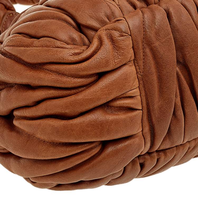 Pre Owned Miu Miu Brown Matelassé Leather Tote