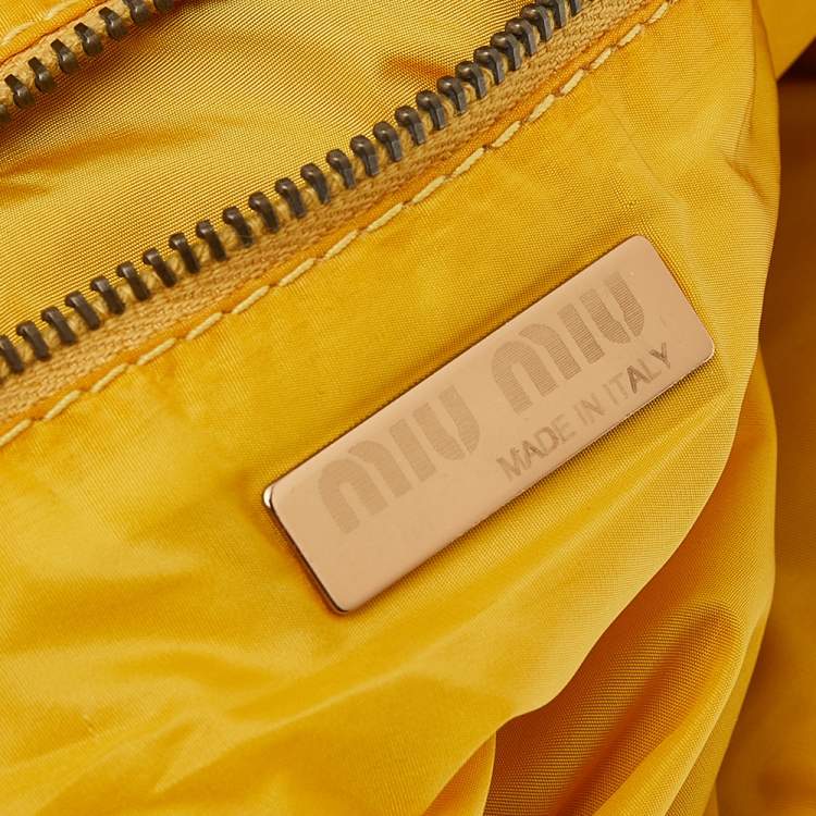 Pre Owned Miu Miu Yellow Suede Fringe Hobo