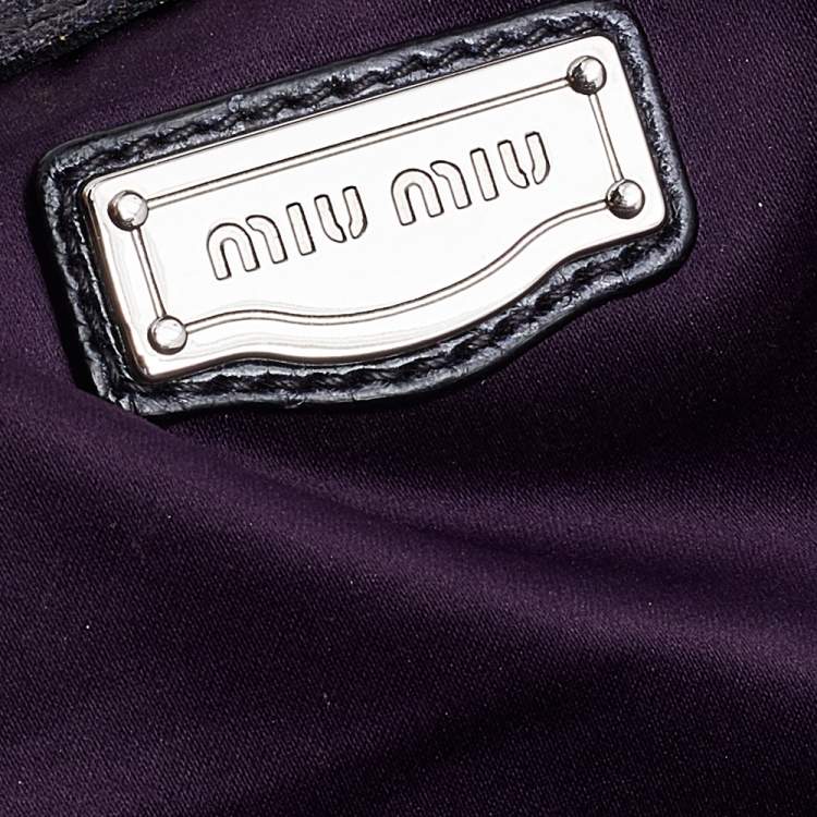 Pre Owned Miu Miu Black Matelasse Leather Tote
