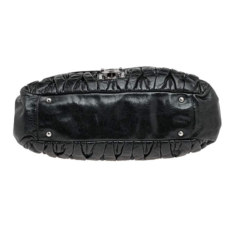 Pre Owned Miu Miu Black Matelasse Leather Tote