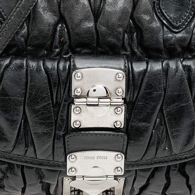 Pre Owned Miu Miu Black Matelasse Leather Tote