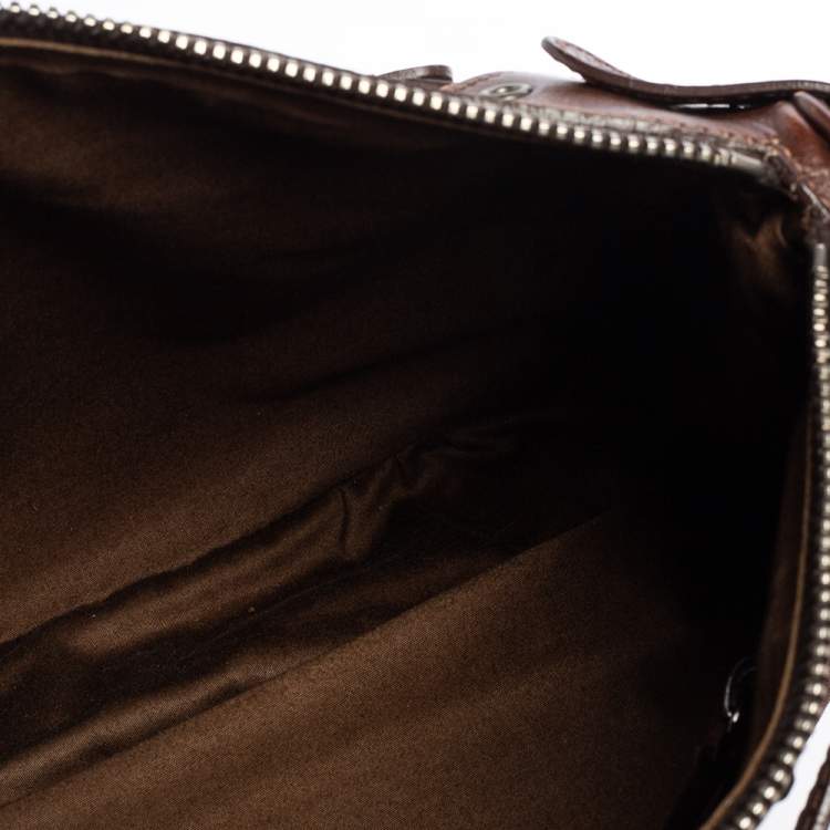 مملوكة مسبقًا Miu Miu Brown Suede and Leather Floral Applique Western Hobo