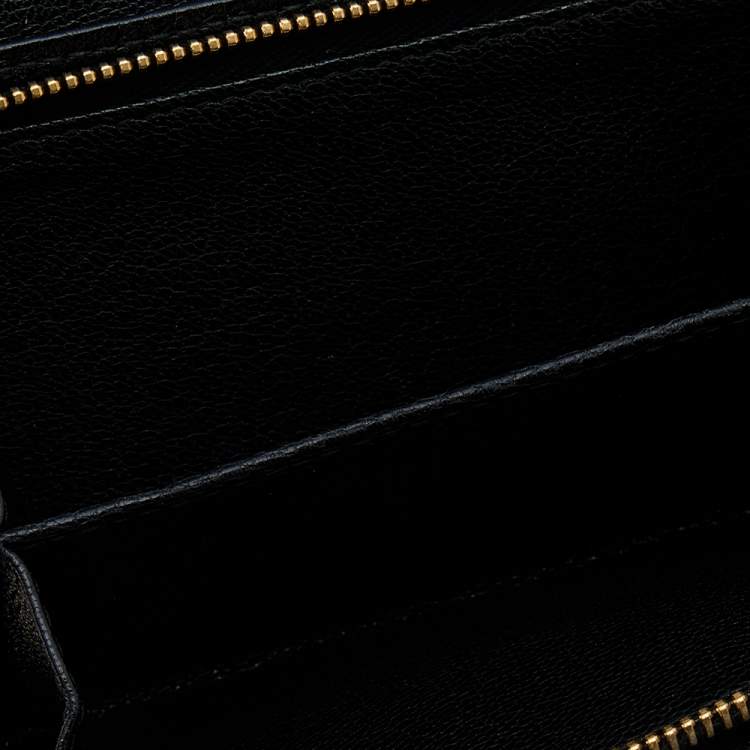 Pre Owned Miu Miu Black Madras Leather Compact Wallet
