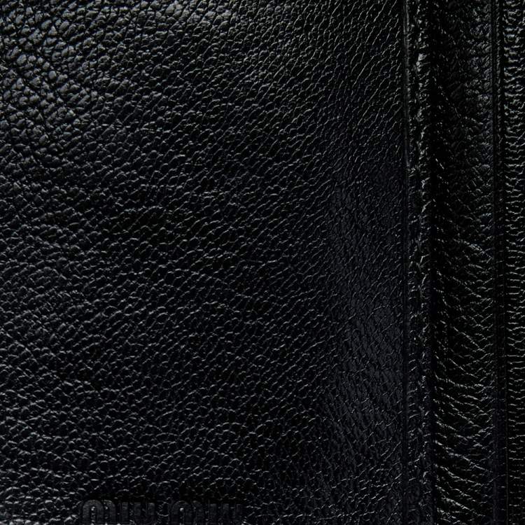 Pre Owned Miu Miu Black Madras Leather Compact Wallet