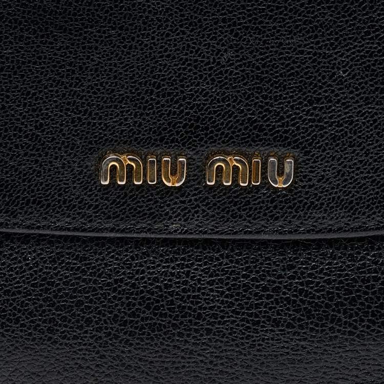Pre Owned Miu Miu Black Madras Leather Compact Wallet