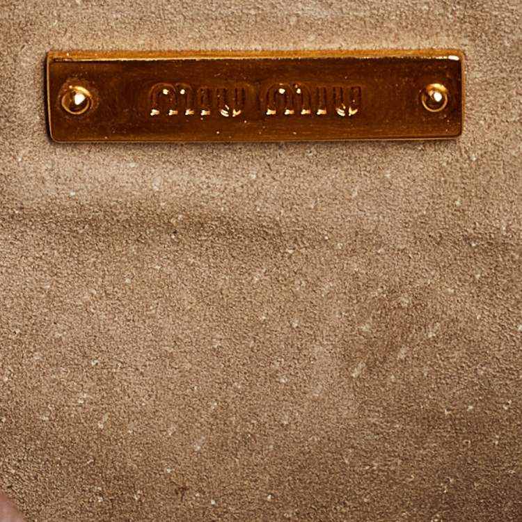 Pre Owned Miu Miu Pink Madras Leather Pushlock Top Handle Bag