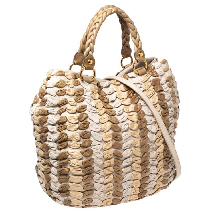 Pre Owned Miu Miu Multicolor Woven Leather Tote
