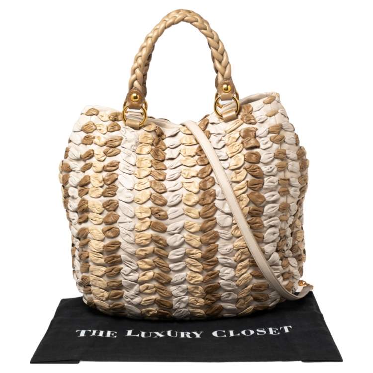 Pre Owned Miu Miu Multicolor Woven Leather Tote