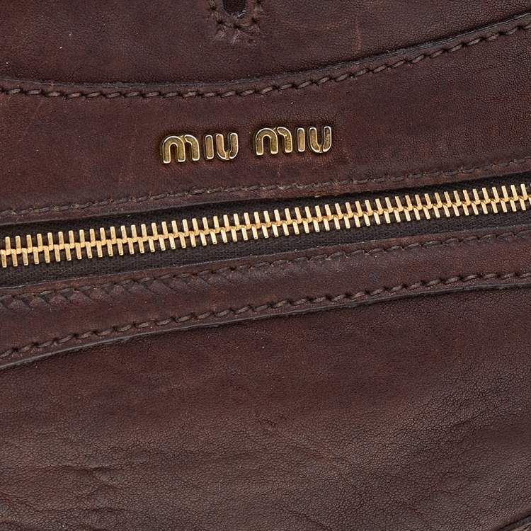 Pre Owned Miu Miu Brown Leather Shoulder Bag