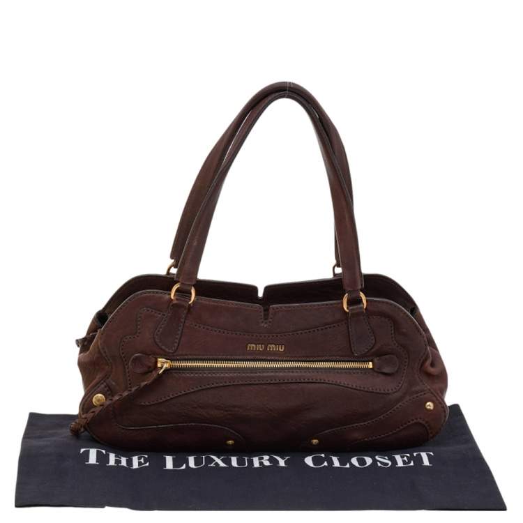 Pre Owned Miu Miu Brown Leather Shoulder Bag