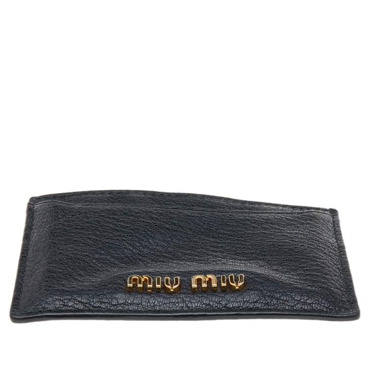 مملوكة مسبقًا Miu Miu Black Leather Madras Card Holder