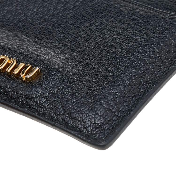 مملوكة مسبقًا Miu Miu Black Leather Madras Card Holder