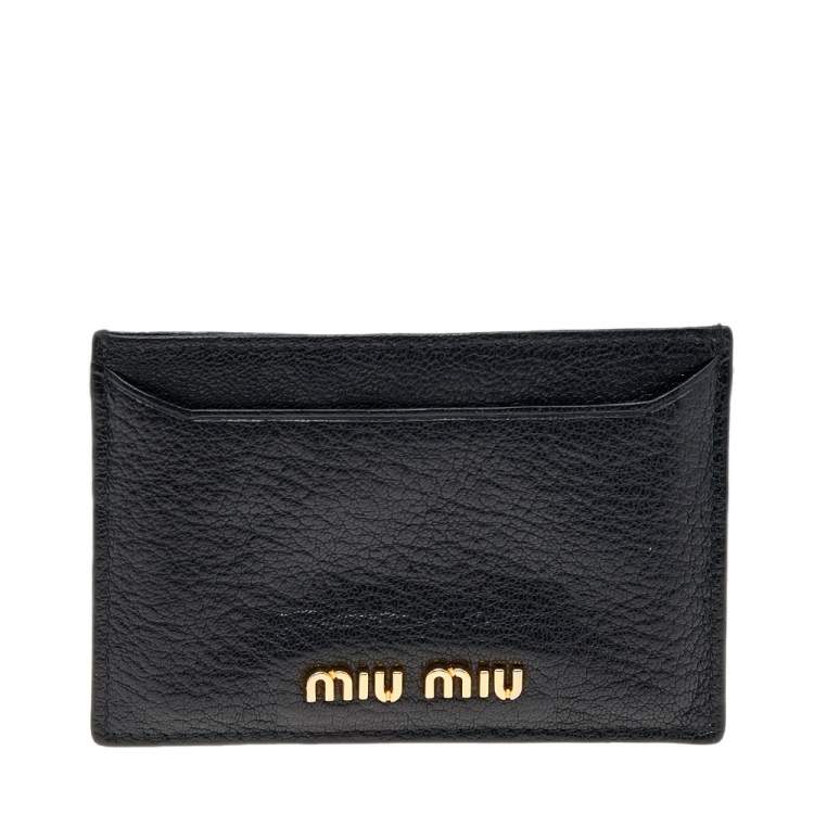 مملوكة مسبقًا Miu Miu Black Leather Madras Card Holder