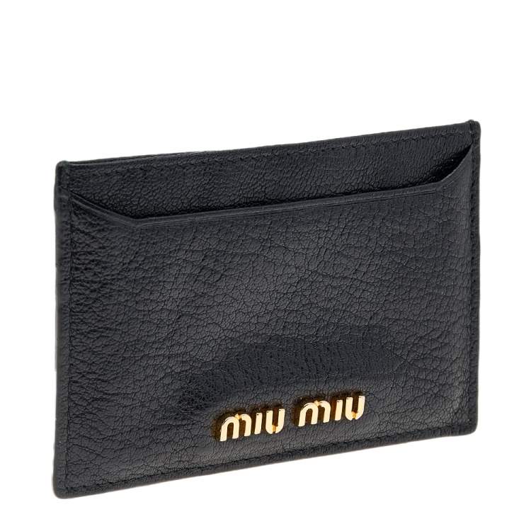 مملوكة مسبقًا Miu Miu Black Leather Madras Card Holder