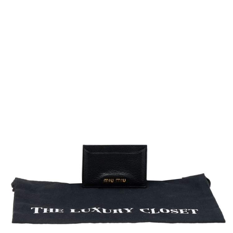 مملوكة مسبقًا Miu Miu Black Leather Madras Card Holder