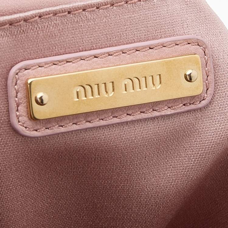 Pre Owned Miu Miu Pink Matelassé Leather Bucket Bag
